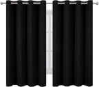 Black Blackout Curtains 66 x 63 Inch Length/Set of 2 Curtain Panels/Thermal - Image 2