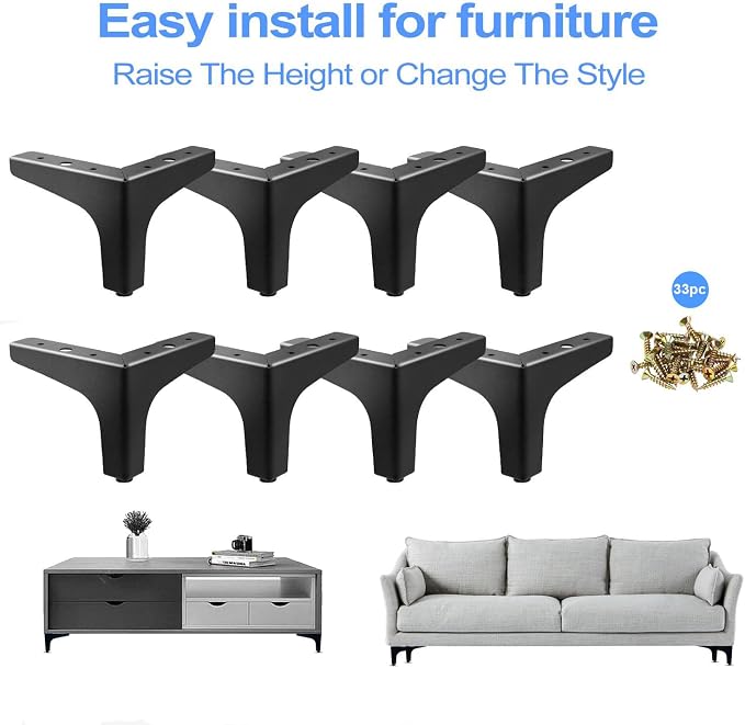 AODIOU Furniture Legs Modern Feet: Couch Legs Replacement Set of 8 - Image 7