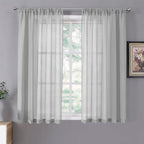 Tollpiz Short Sheer Curtain Living Room Linen Textured Curtains Sheer Light by Tollpiz