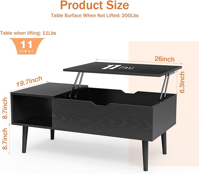 Sweetcrispy Coffee Table Lift Top Coffee Tables - Image 2