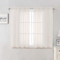 Ivory Sheer Curtains 48 Inch Length 2 Pcs, Rustic Farmhouse Curtains by Lecloud