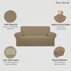 Easy-Going Stretch Oversized Loveseat Couch Covers Washable Tan | 1-Piece Large - Image 3