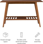 Linon Melissa Mid-Century Modern Walnut Console Table - Image 9