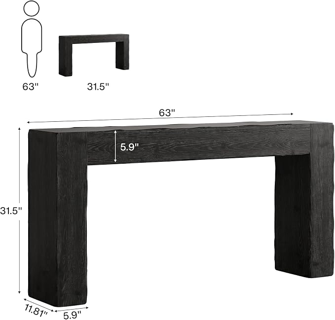 Tribesigns 63-Inch Solid Wood Console Sofa Table, Farmhouse Long Entryway Table - Image 2