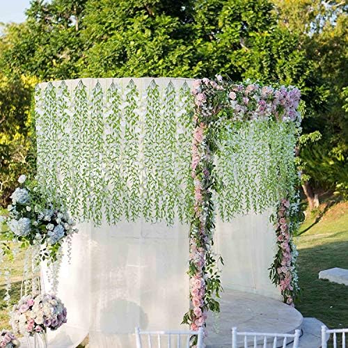 Artificial Hanging Vine, 10 Pcs Weeping Willow Plastic Plants Greenery Leaves Faux Ivy Garland Fake Plant UV Resistant for Indoor Outdoor Garden Door Wall Baskets Wedding Party Table Decoration Green - Image 2