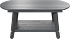 Oval Coffee Table with Open Storage Shelf, Dark Gray Wood Grain Sturdy Coffee - Image 8