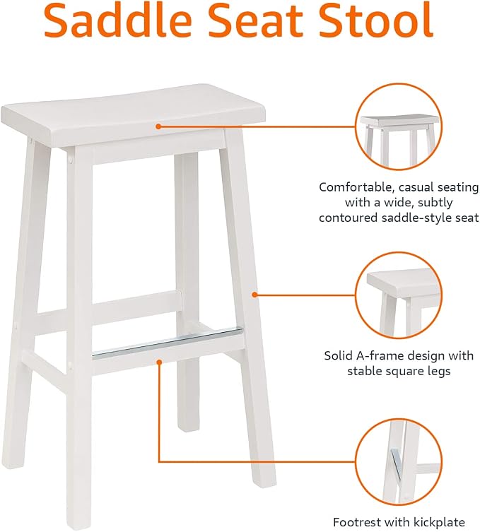 Amazon Basics Solid Wood Saddle-Seat Counter Height Bar Stools - Image 6