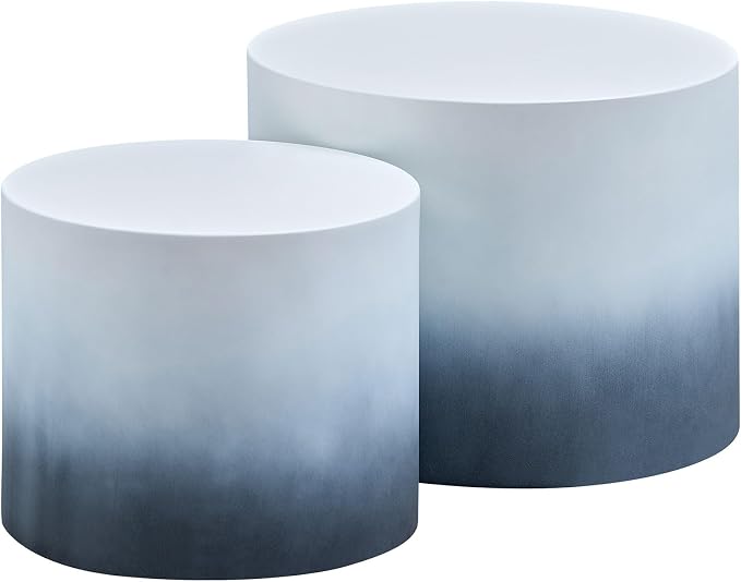 Small Round Coffee Table Nesting End Table Set of 2, MDF Side Circle Accent by HanStrong