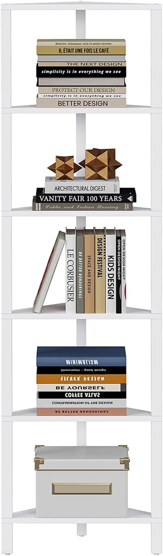 TUTOTAK 6-Tier Corner Bookshelf, Corner Shelf - Image 8