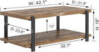 FOLUBAN Modern Coffee Table, Rustic Wood Center Table - Image 2