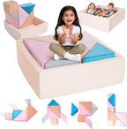 Tangram Puzzles Modular Kids Play Couch Building Fort, Children Explorer Sofa by VIXLONOutdoorSlowTime