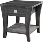 BOWERY HILL Transitional Wood Storage End Table, Solid Wood and Veneer by BOWERYHILL