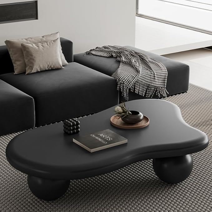 47.2” Cloud Coffee Table with 3 Ball Legs, Modern Irregular Center Table by BSYEIO