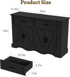 56" Large Wooden Buffet Cabinet - Image 2