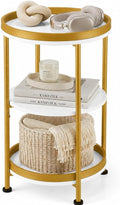 Dulcii Round Side Table with Storage Tray by Zexvida