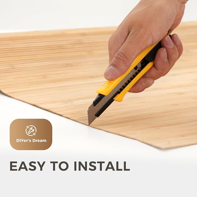 OUZUGIE 1 Pack 96x24 Inch Natural Bamboo Wall Panel – Yellow Burned Pole Wrap - Image 6