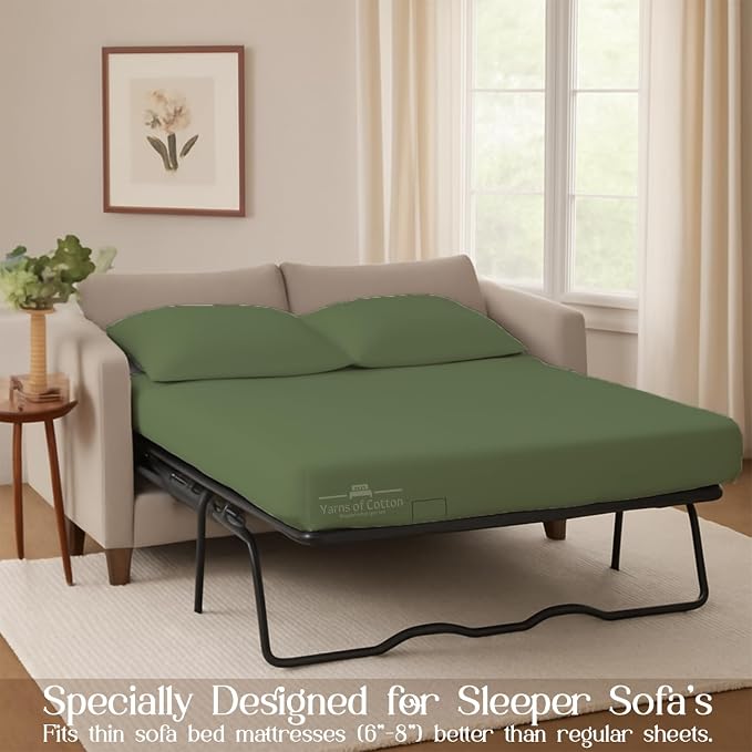 Sleeper Sofa Bed Sheet, 100% Cotton 400 Thread Count, 4 Piece Set, Deep Pocket - Image 3