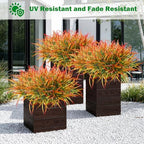 Uieke 12 Bundles Artificial Outdoor Plants UV Resistant Fake Grass Plants Faux Plastic Plants for Home Garden Spring Summer Decor, Green & Red - Image 5