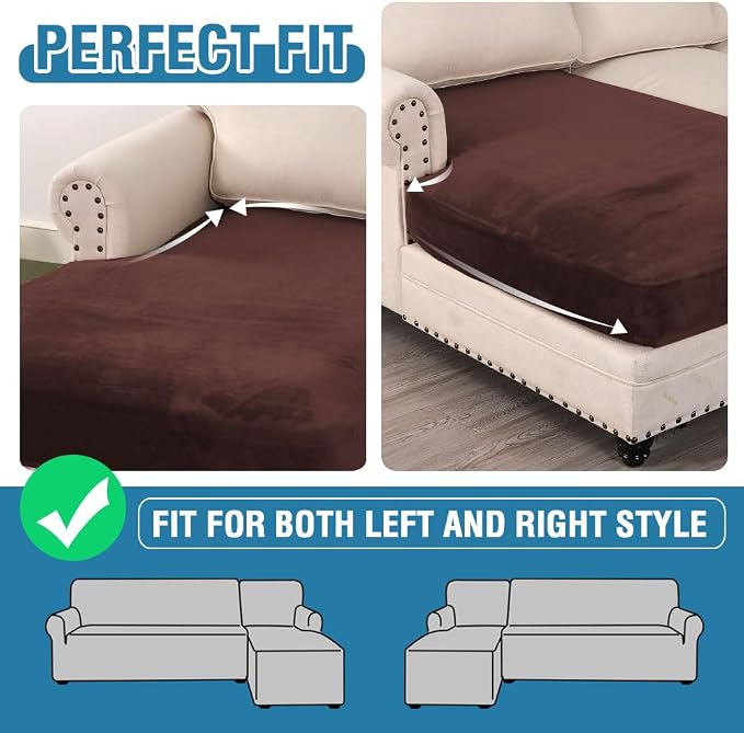 H.VERSAILTEX Velvet Stretch Individual Chaise Cover Sectional Couch Covers - Image 6