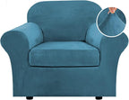 H.VERSAILTEX Rich Velvet Stretch 2 Piece Chair Cover Chair Slipcover Sofa Cover by HVERSAILTEX