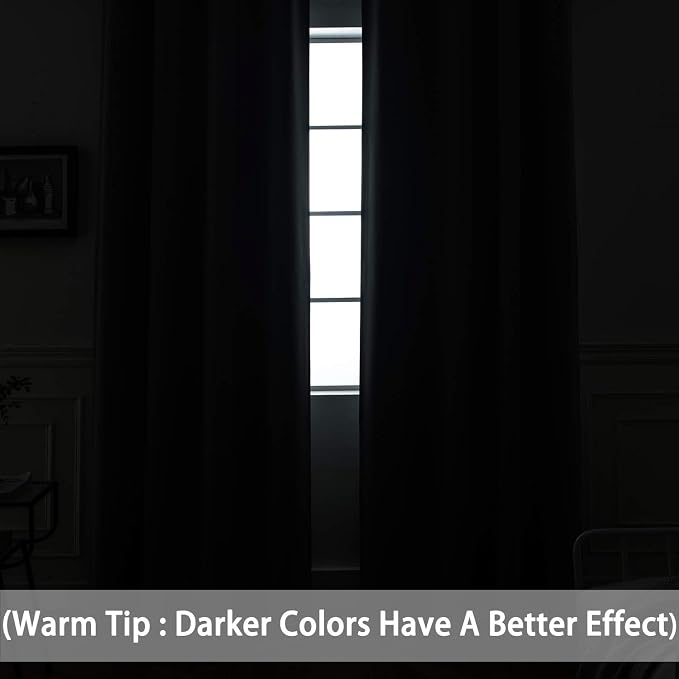 Yakamok Navy Blue Room Darkening Curtains 84 inch Sliding Door Drapes | 1 - Image 3