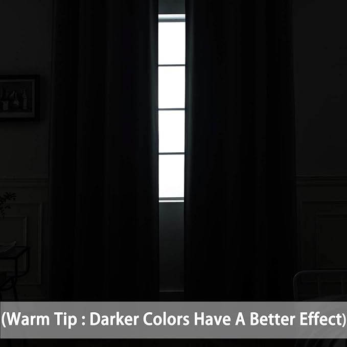 Yakamok Navy Blue Room Darkening Curtains 84 inch Sliding Door Drapes | 1 - Image 3