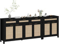 HOKYHOKY 2 Piece Rattan Sideboard Buffet Cabinet, Boho Storage Cabinet by HOKYHOKY