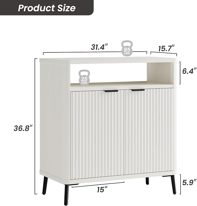 Fatmok 31.4" Fluted Buffet Cabinet - Image 2