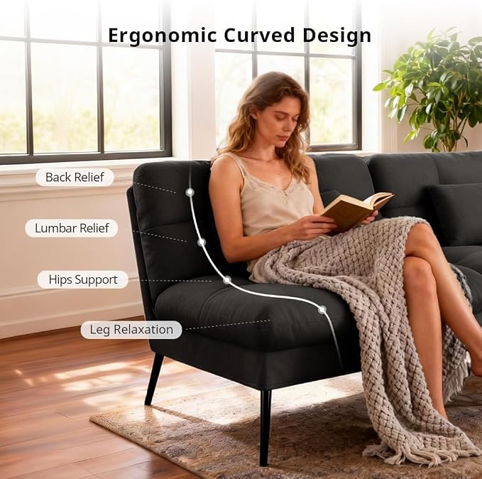 COMHOMA Convertible Futon Sofa Bed, 72″Fabric Futons Couch - Image 5