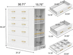 Drawer Dresser with LED Lights and Open Shelves, Modern Tall Chest of Drawers - Image 2