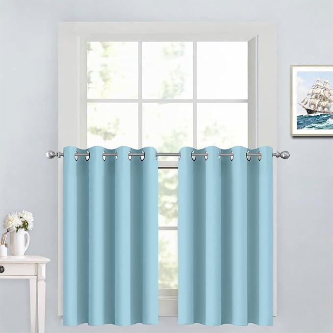 Yakamok Sky Blue Room Darkening Window Curtains 52x36 Inch by Yakamok