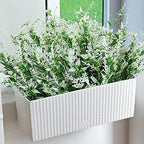 XLFAQXM 8 Pack Artificial Plants Flowers Grass Shrubs No Fade Faux Plastic Flowers Outdoor for Vases Farmhouse Garden Porch Patio Office Indoor Wedding Decoration Greenery Fake Plants (5#White) - Image 6