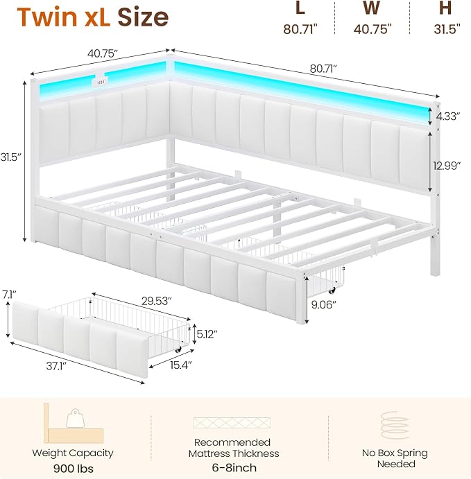 DICTAC Corner Twin XL Bed Frame - Image 2