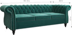 Mid-Century 3 Seater Sofa, Velvet Couch - Image 2