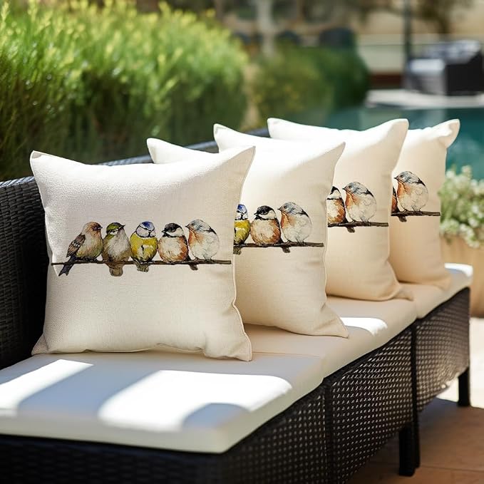 RABUSOFA 16x16 Watercolor Birds Pillows Decorative Throw Pillows Hand-Painted - Image 5
