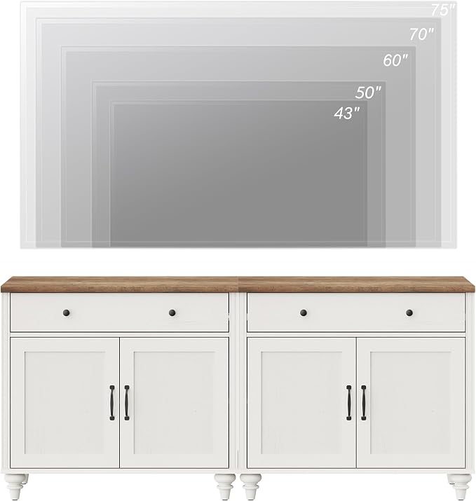 WAMAPT Buffet Cabinet with 4 Doors and 2 Drawers, Large Coffee Bar Table Wood - Image 8