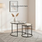 Round Nesting Coffee Table Set of 2, Modern Glass Nesting Tables, Stacking - Image 5