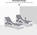 PURPLE LEAF Patio Chaise Lounge Chair Set Outside Aluminum Plastic Stackable - Image 6