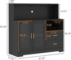 Bar Cabinet for Home with LED Light, Coffee Bar Cabinet with Wine & Glass Rack - Image 2