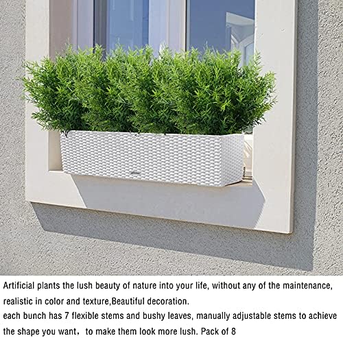 XLFAQXM Artificial Plants Flowers Grass Shrubs 8 Pack No Fade Faux Plastic Flowers Outdoor for Farmhouse Garden Porch Patio Indoor Wedding Decoration Greenery Fake Plants uv Resistant - Image 6