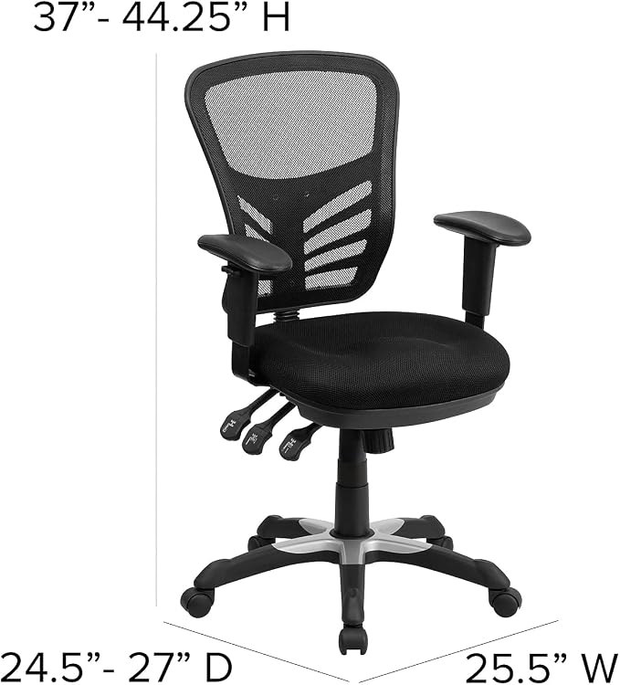 Flash Furniture Nicholas Mid-Back Black Mesh Multifunction Executive Swivel - Image 3