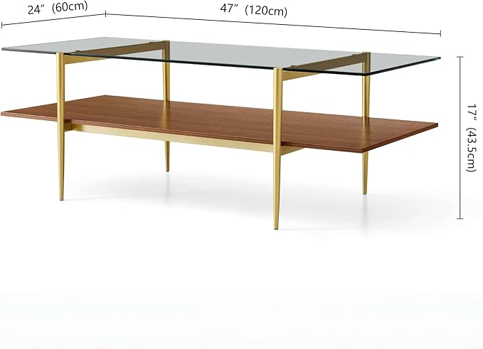 LumFurn X-Large Rectangle Glass Coffee Table, Mid-Century Modern Design - Image 2