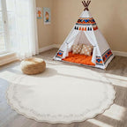 GarveeHome Round Rugs 4ft Scalloped Washable Small Circle Rug by GarveeHome