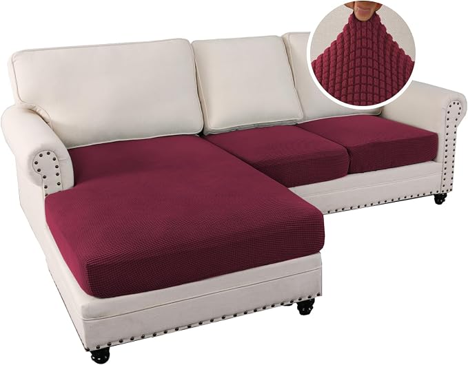 H.VERSAILTEX Sectional Couch Covers 3 Pieces Sofa Seat Cushion Covers L Shape - Image 2