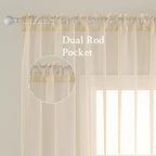 MIULEE 2 Panels Sheer Curtains for Living Room 54 X 90 Inches Cream | Window - Image 2