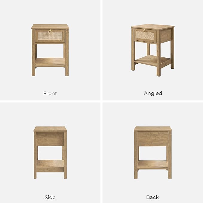 SICOTAS Rattan Nightstand, Rattan Decor Drawer - Image 9