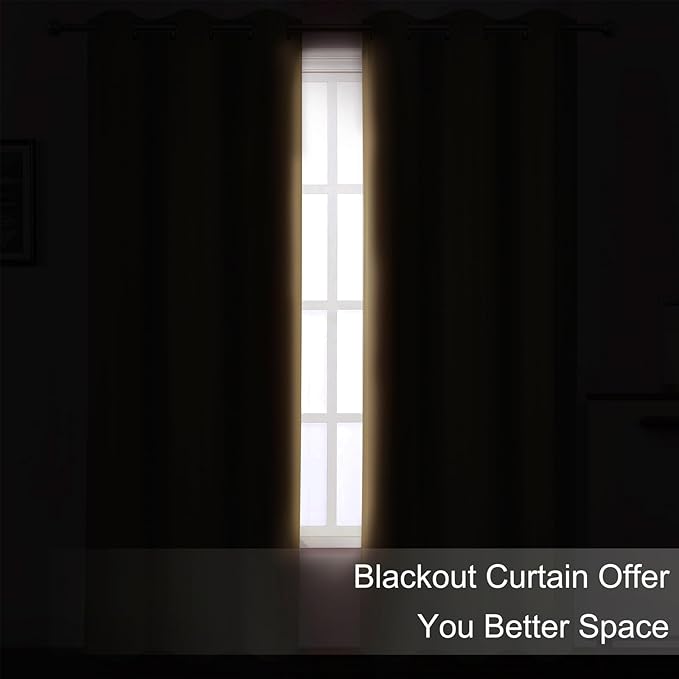 Blackout Curtains 42 x 63 inch/Natural Curtains Set of 2 Panels/Thermal - Image 3