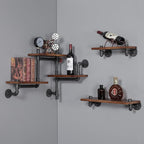 Industrial Floating Pipe Wall Shelves Rustic Wood Shelving, 5 Layer Pipe Design - Image 2