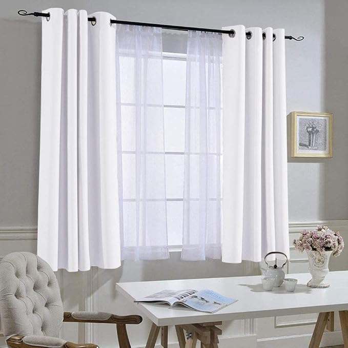 NICETOWN 50% Blackout White Curtain Set, Modern Design Solid Grommet - Image 7