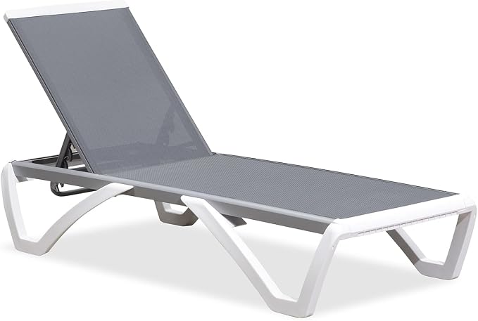 PURPLE LEAF Patio Chaise Lounge Chair Outside Aluminum Plastic Stackable - Image 3